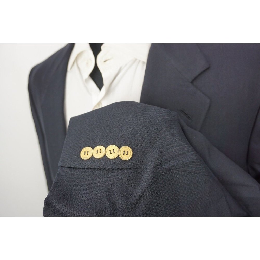 Brioni NM Traiano Navy Blue Wool Sport Coat Blazer Gold Button Sz 40L - Picture 4 of 9